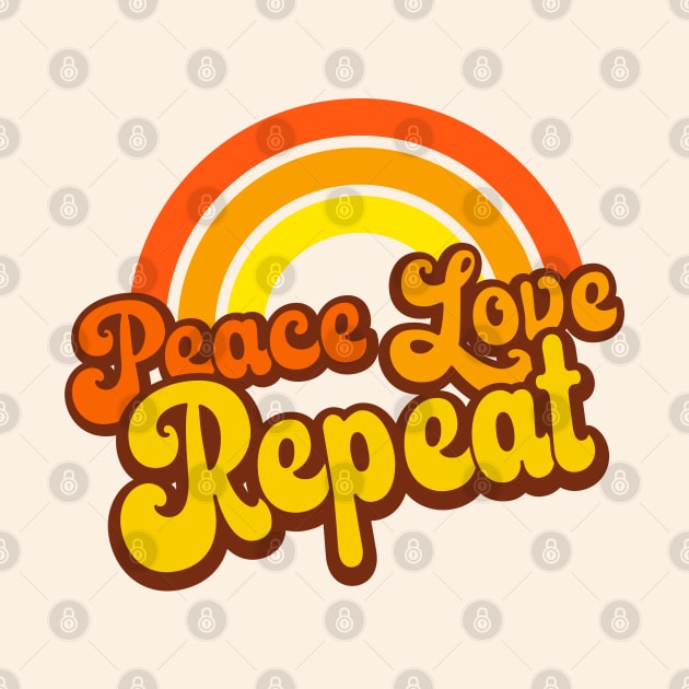 Peace, Love, Repeat - Retro Rainbow by Jitterfly