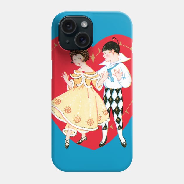 Vintage Valentine's Day Heart and Harlequin Phone Case by MasterpieceCafe