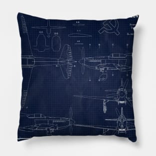 Yakovlev Yak3 URSS Blueprint Pillow