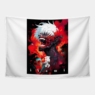 PROUD OTAKU 🖤🩸💀 ITAMI 痛み GHOUL  🖤🩸💀 IT HURTS SO MUCH🩸🩸🩸ANIME EMO ART Tapestry