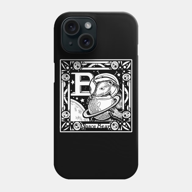 B is For Bear - White Outlined Version Phone Case by Nat Ewert Art