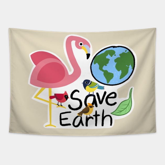 Save Earth! Save Birds! Tapestry by IdinDesignShop