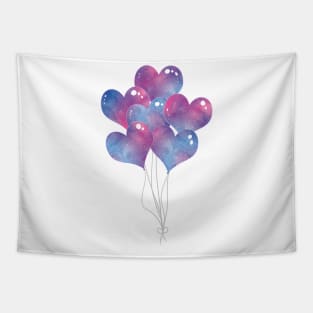 Bouquet of Galaxy Heart Balloons Tapestry