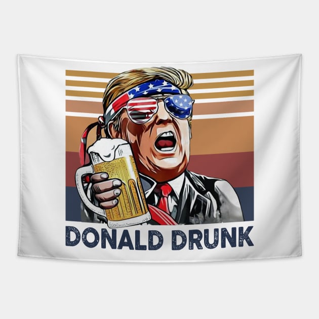 Donald Trump Drunk US Drinking 4th Of July Vintage Shirt Independence Day American T-Shirt Tapestry by Krysta Clothing