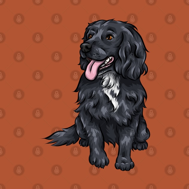 Cute Black Cocker Spaniel Dog by Shirin Illustration