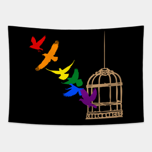 Rainbow Birds Tapestry