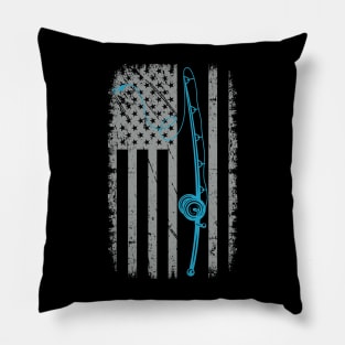 USA American Flag Fishing Shirt Vintage Fisherman Gifts Pillow