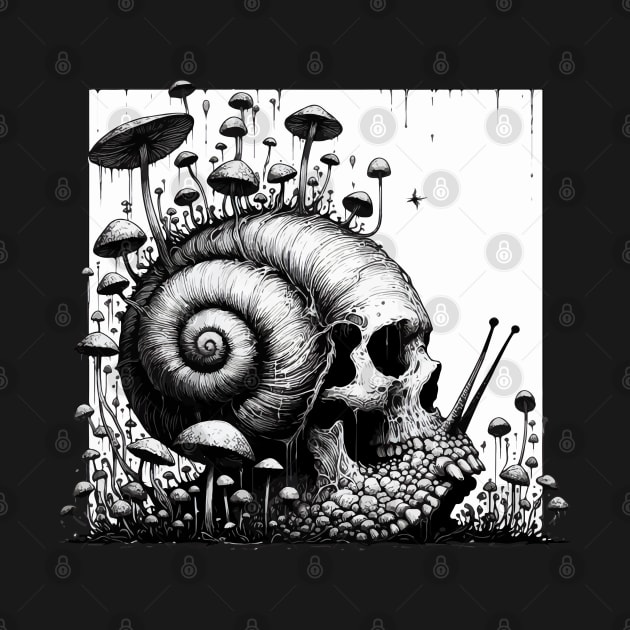 Monochromatic Skull Snail of Death by TomFrontierArt