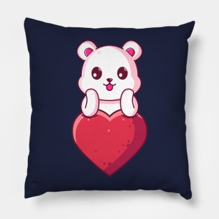 Cute Polar Bear with big love. Gift for valentine's day with cute animal character illustration. Pillow