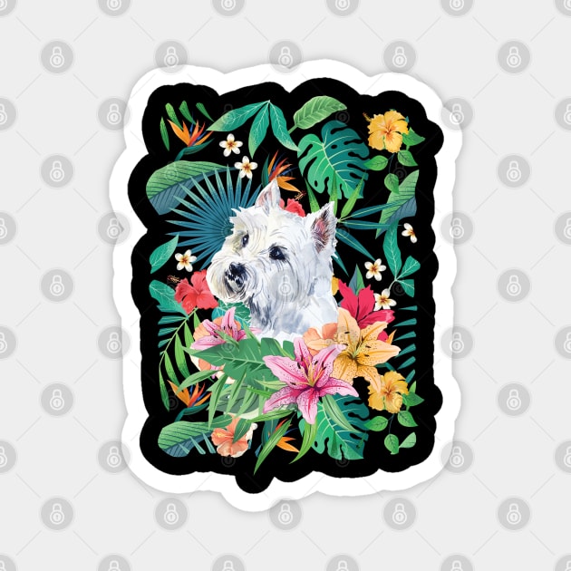 Tropical Maltese Dog 4 Magnet by LulululuPainting