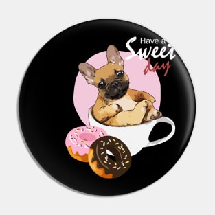 french bulldog coffee and donuts Pin