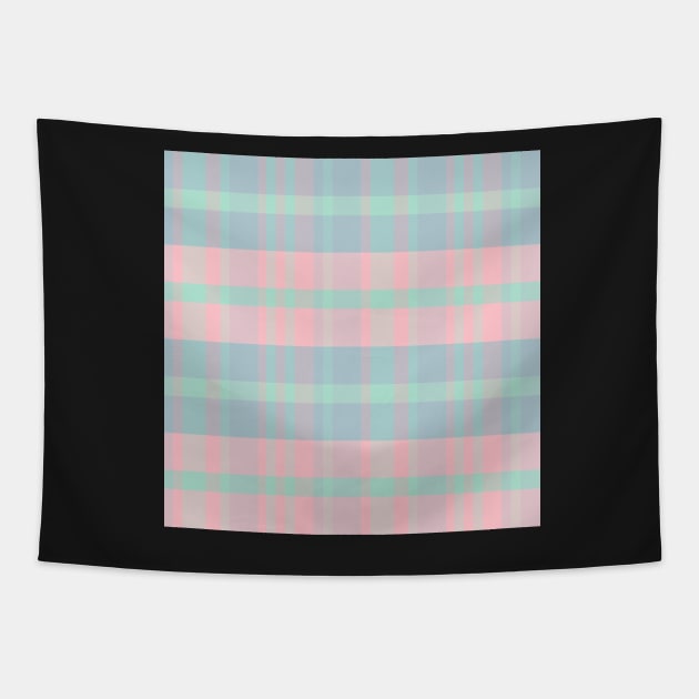 Pastel Aesthetic Iagan 1 Hand Drawn Textured Plaid Pattern Tapestry by GenAumonier