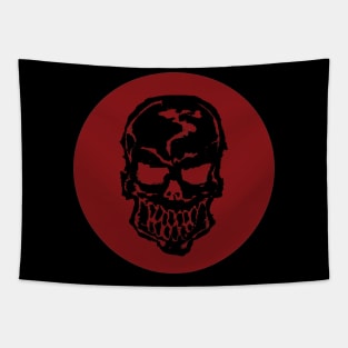 Red Circle Skull Tapestry