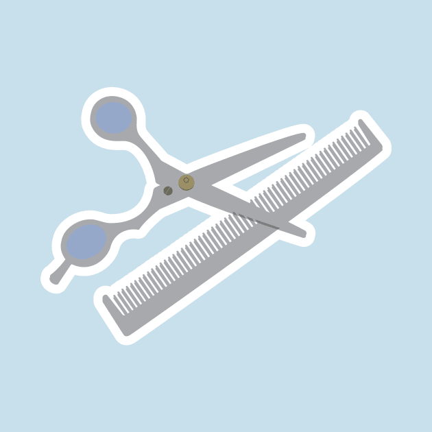 Hairdressing, Shaving Scissor and Hair Comb vector icon illustration. Barber shop tools icon design concept. Hair accessories, Beauty and fashion, Shop equipment, Styling comb, Metal hair scissor. by AlviStudio