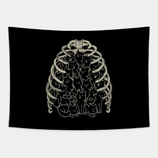 Neko Cat Ribcage Black and White by Tobe Fonseca Tapestry