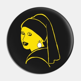 Minimalist Girl with a Pearl Earring Pin