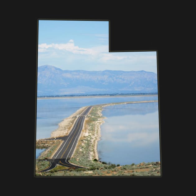 Utah State Outline - Antelope Island Causeway in the Great Salt Lake by gorff