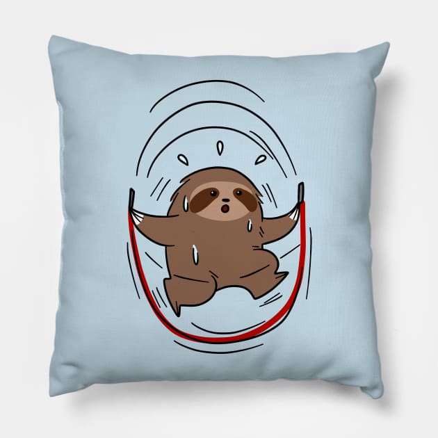 Sloth Jump Roping Pillow by saradaboru