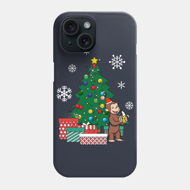 Curious George Around The Christmas Tree Phone Case by Nova5
