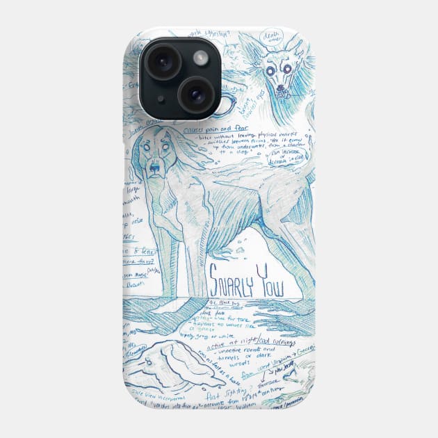 Snarly Yow Ghost Dog Study Phone Case by Ballyraven