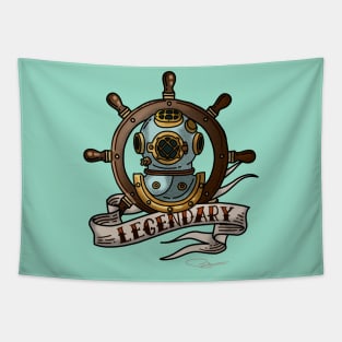 Retro Diver Tattoo Art Tapestry