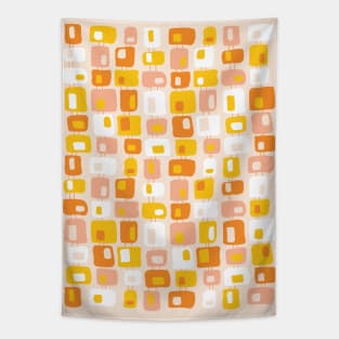 Funky Squares Retro Pattern Pink, Orange, Yellow Tapestry