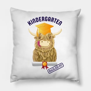 Scottish Highland Cow Kindergarten Graduation Nailed It! Pillow