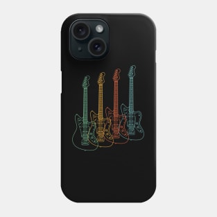 Four Offset Style Electric Guitar Outlines Retro Color Phone Case