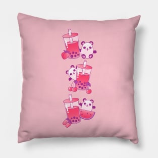 Boba Bubble Tea Panda Bears Pillow