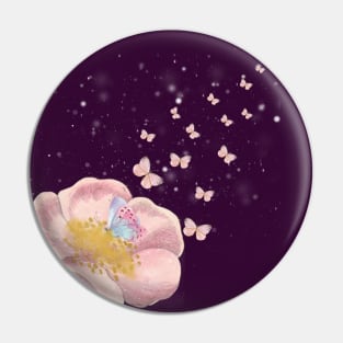 Aesthetic Pink Petals and Butterflies Pin