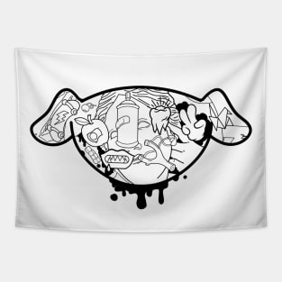 Mad dog logo face icon drawing Tapestry