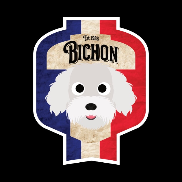 Bichon - Distressed French Bichon Beer Label Design by DoggyStyles