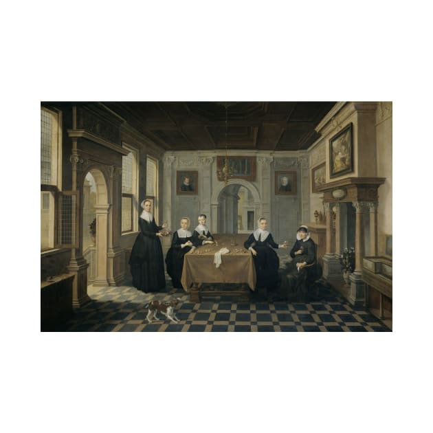 Five Ladies in an Interior by Unknown Artist by Classic Art Stall