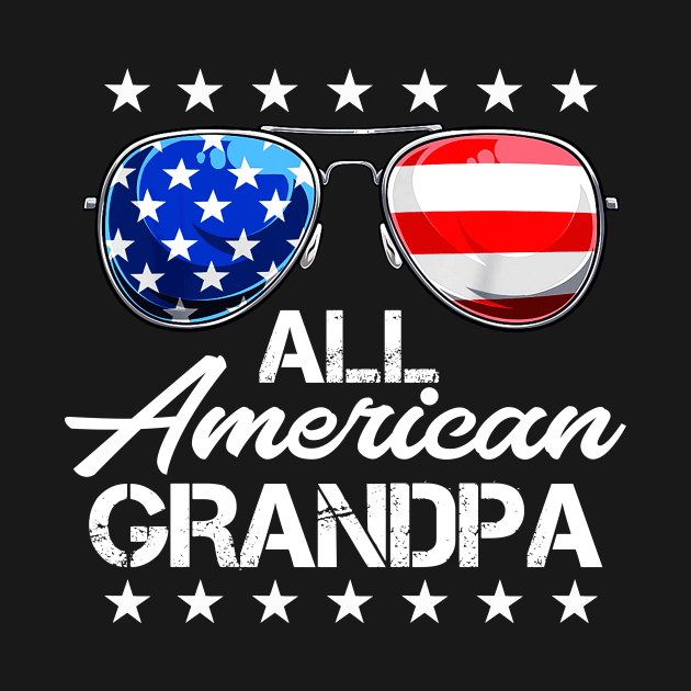 4th of July Shirt ALL AMERICAN GRANDPA USA Flag Patriotic Family by mittievance