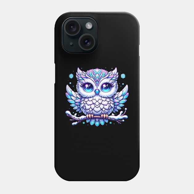 Owl Winter Snow Bird Kawaii Chibi Cute Animal Phone Case by Lavender Celeste