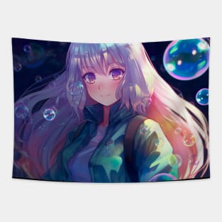 Cute Bubble Girl - Anime Wallpaper Tapestry