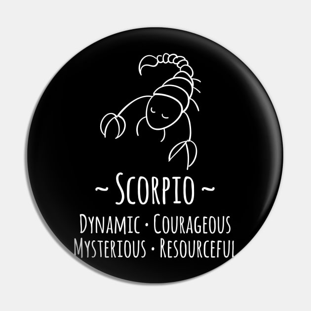 Scorpio Zodiac Sign Pin by HappyCatPrints