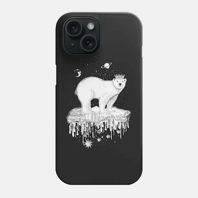 Polar bear with crown on ice floe Phone Case by Kisho