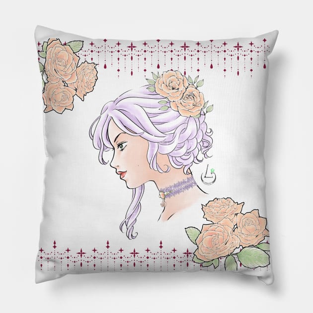 Lady Bara (Rose) Pillow by AudreyWagnerArt