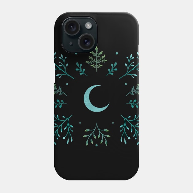 Crescent Moon Garden Phone Case by Episodic Drawing