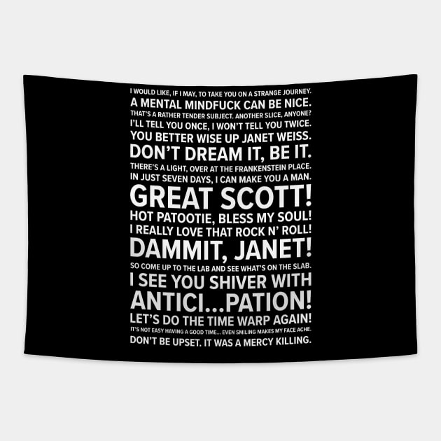 Rocky Horror Quotes Tapestry by barberdesigniow