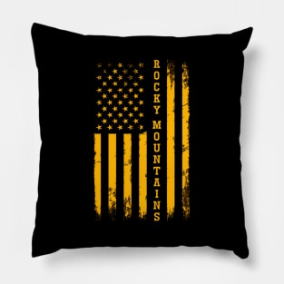 Usa American Flag National Park Rocky Mountains Pillow