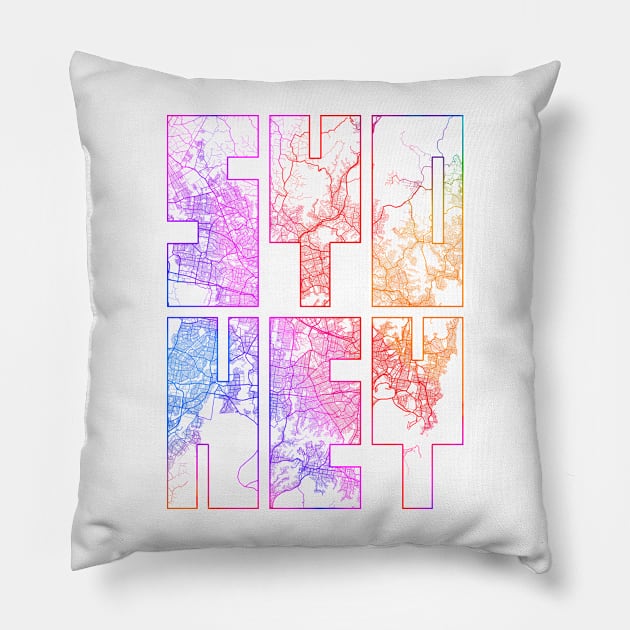 Sydney, Australia City Map Typography - Colorful Pillow by deMAP Studio