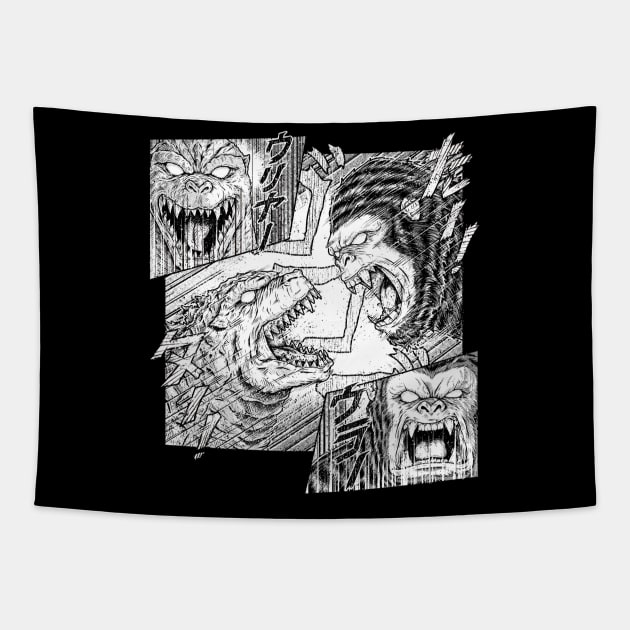 EPIC TITAN FIGHT Tapestry by Firebrander