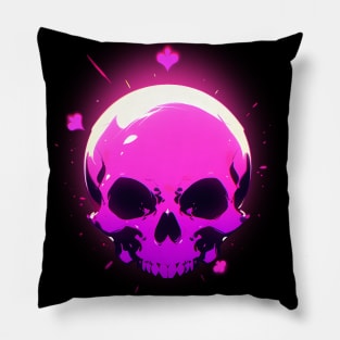 A skull with a pink light Pillow