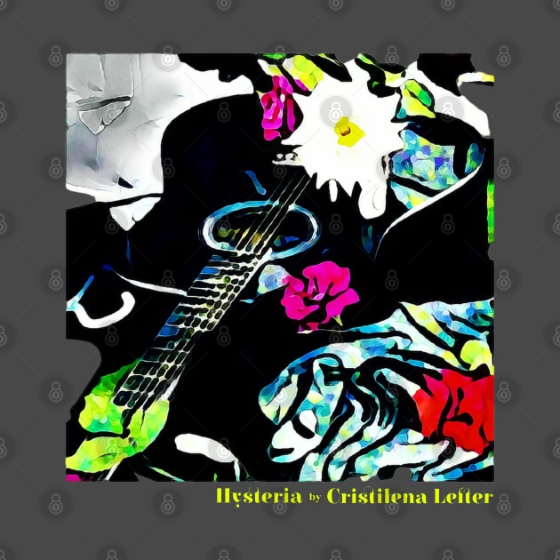 Rockstar's colorful artistic painted Guitar and Roses inspired in Hysteria album by Cristilena Lefter