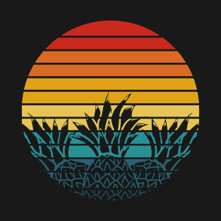 Vintage Retro Sunset Pineapples Silhouette T-Shirt