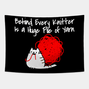 Behind Every Knitter Is A Huge Pile Of Yarn Tapestry