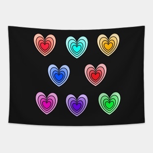 Collection of Different Colored Hearts Tapestry