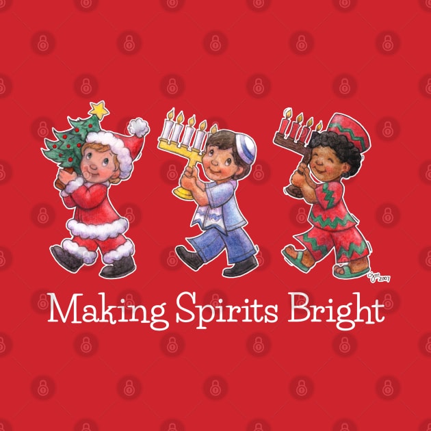 "Making Spirits Bright" Interfaith Holiday Kids WO by Caroline McKay Illustration